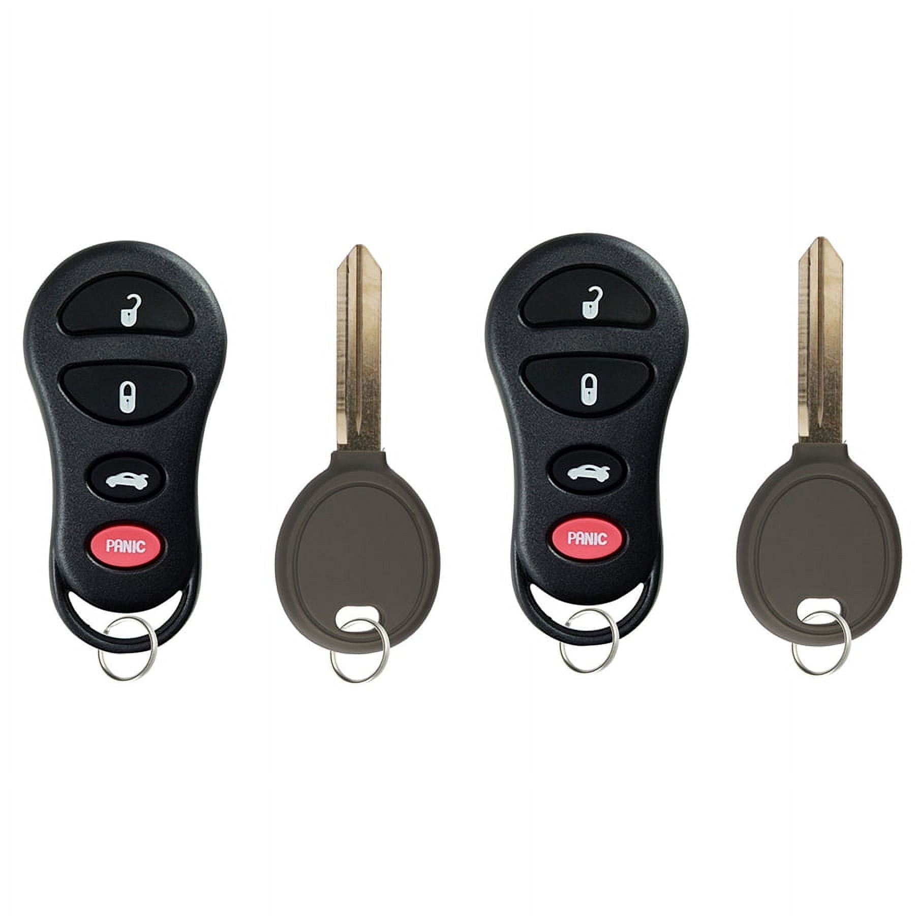 KeylessOption Keyless Remote Fob 2 Pack for Chrysler Dodge Jeep, GQ43VT17T, Uncut Ignition Car Key