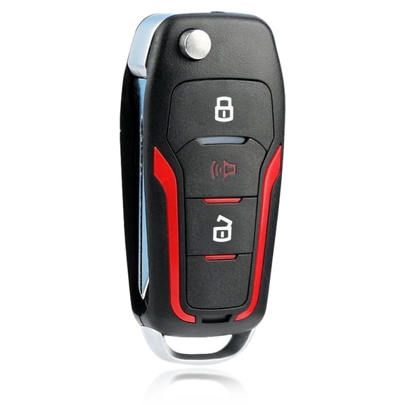 KeylessOption blank key + flip style remote upgrade for 1998-2016 FoMoCo vehicles, 3-button flip style fob