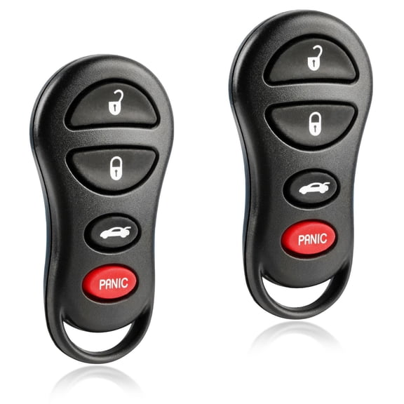 KeylessOption replacement FOB ONLY for Chrysler, Dodge, Jeep (04602260) 4-button remote fob w/ trunk release, 2 pack