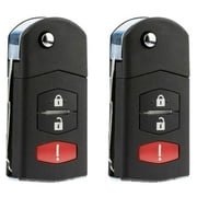 KeylessOption replacement blank flip key fob for Mazda (BCR2-67-5RY) 3-button remote fob, 2 pack