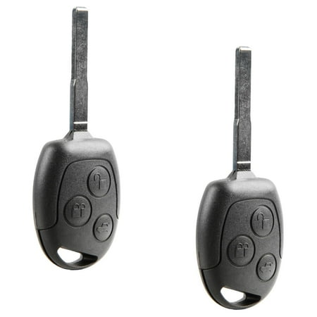 KeylessOption replacement blank key blade + fob for 2011-2017 Ford Fiesta (164-R8042) 3-button fob, 2 pack