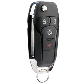 KeylessOption replacement blank key + flip style fob for 2013-2016 Ford Fusion (164-R7986, 164R7986) 4-button fob with trunk release