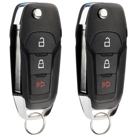 KeylessOption replacement blank key + flip style fob for 2016+ Ford Models (164-R8130, 164R8130) 3-button fob, 2 pack