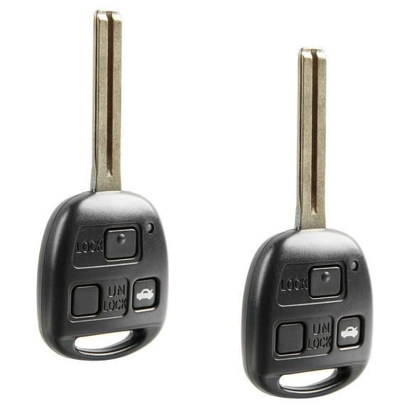 KeylessOption replacement blank key + fob for 1998-2001 Lexus ES, SC (89070-33470) 3-button combination key fob with trunk release, 2 pack