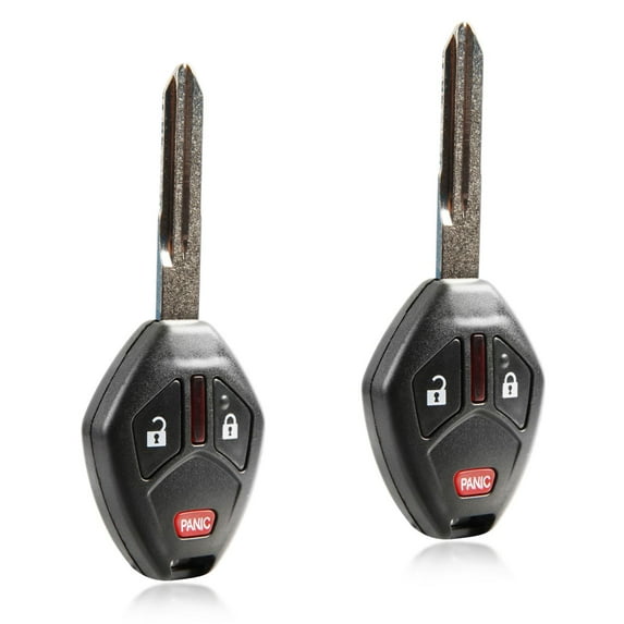 KeylessOption replacement blank key + fob for 2006-2008 Mitsubishi Endeavor 3-button key blade fob, 2 pack