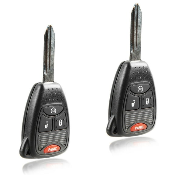 KeylessOption replacement blank key fob for Dodge, Chrysler, Jeep (68039414) 4-button fobik with remote start, 2 pack
