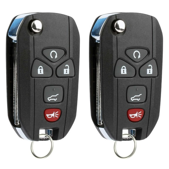 KeylessOption replacement flip style fob for Buick, Cadillac, GMC, Saturn (15913415 ) 5-button fob with remote trunk release, 2 pack