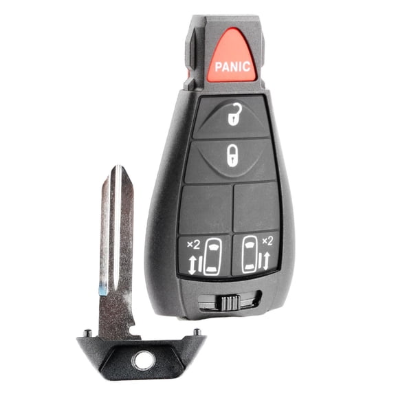 KeylessOption replacement fob and uncut key for Chrysler, Dodge, Volkswagen Minivan (56046709AG) 4-button fob w/ automatic door