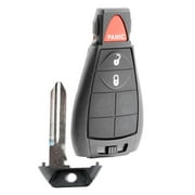 KeylessOption replacement fob and uncut key for Chyrsler, Dodge, Jeep (68051664) 2-button fob