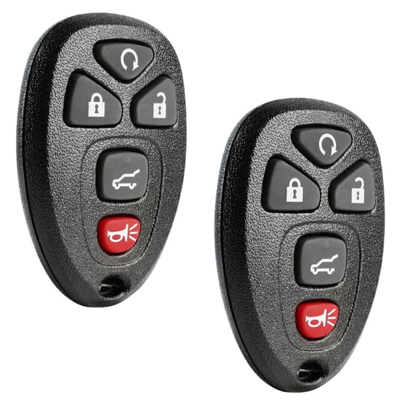 KeylessOption replacement fob for Buick/Cadillac/Chevrolet/GMC/Saturn (15913415) 5-button remote key fob w/ trunk release, remote start, 2 pack