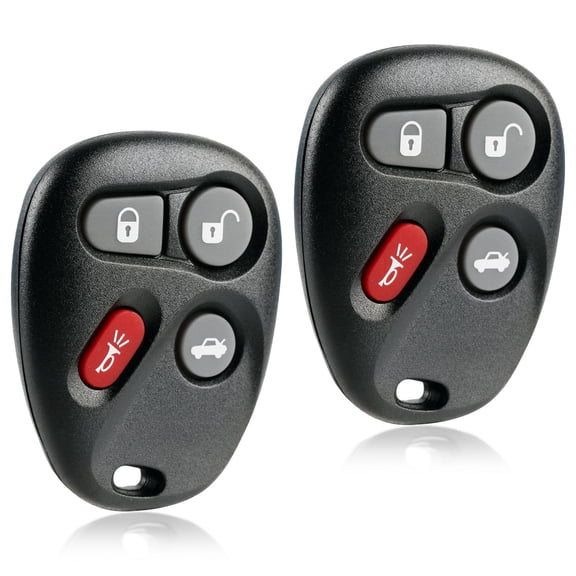 KeylessOption replacement fob for Buick/Chevrolet/GMC/Cadillac/Pontiac/Oldsmobile (25665574, 25665575) 4-button remote key fob, 2 pack
