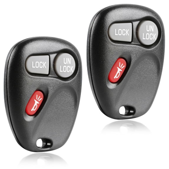 KeylessOption replacement fob for Cadillac/Chevrolet/GMC (25695954) 4-button remote key fob w/ trunk release, 2 pack