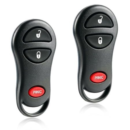 KeylessOption replacement fob for Dodge Trucks, Jeep Cherokee, Grand Cherokee (56045497) 3-button fob, 2 pack