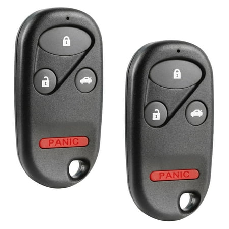 KeylessOption replacement fob for Honda Accord, Acura TL (72147-S0K-A02) 4-button remote fob w/ remote trunk release, 2 pack