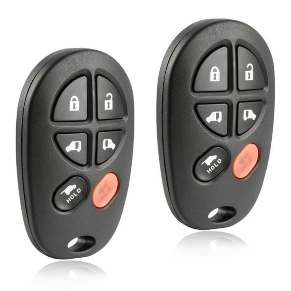 KeylessOption replacement for 2004-2013 Toyota Sienna 89742-AE050 6-button Remote Key Fob, 2 pack