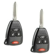 KeylessOption replacement for Chrysler, Dodge, Jeep 5461A-692427AA, 5461A-692713AA, 3521A-T04B 4-button Remote Key Fob, 2 pack