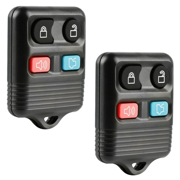 KeylessOption replacement for Ford, Lincoln, Mercury, and Mazda 4-button remote transmitter fob, 2 pack