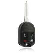 KeylessOption replacement for Ford, Lincoln, Mercury, and Mazda 4-button remote transmitter fob w/ Uncut Key