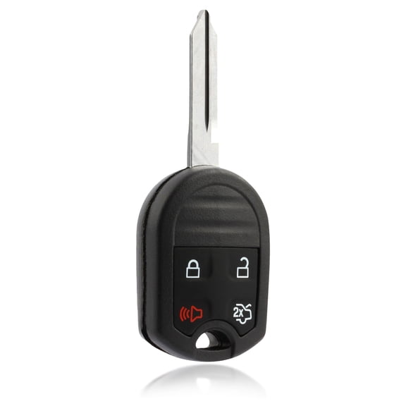 KeylessOption replacement for Ford, Lincoln, Mercury, and Mazda 4-button remote transmitter fob w/ Uncut Key