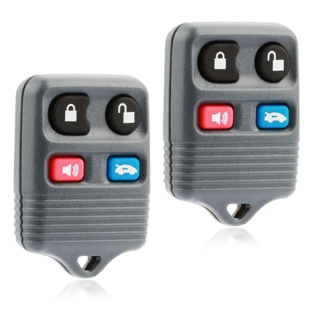 KeylessOption replacement remote fob for 1995-2006 Ford, Mercury, Lincoln sedan 4-button fob with trunk release, 2 pack