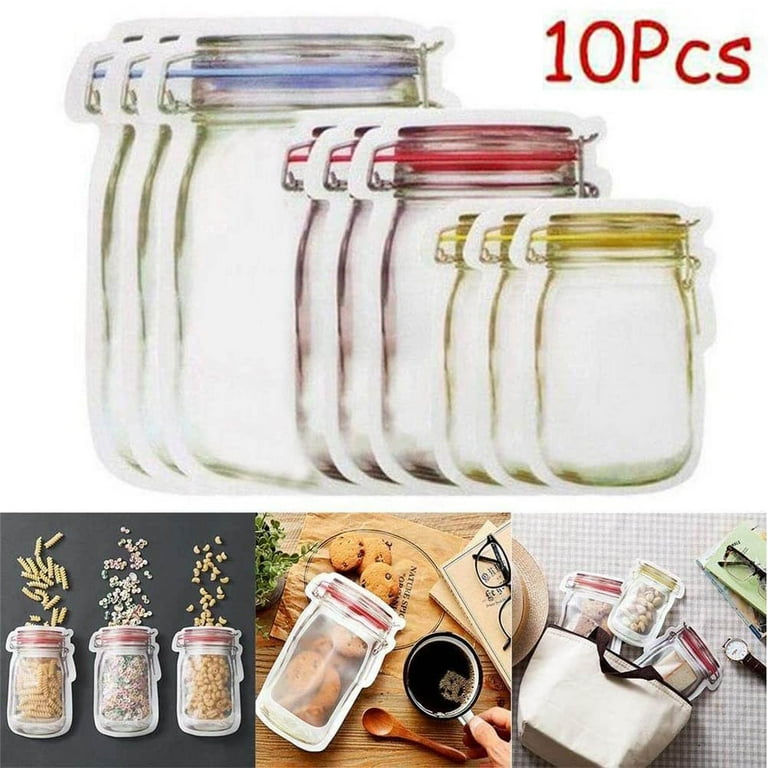 Keylever 10 Pcs Reusable Mason Jar Ziplock Storage Bags, Reusable
