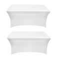 thumbnail image 1 of Keylever 4FT Fitted Spandex Tablecloth, Elastic Rectangular Table Cover for Party Birthday Banquet Wedding, White, 2 Pack, 1 of 8