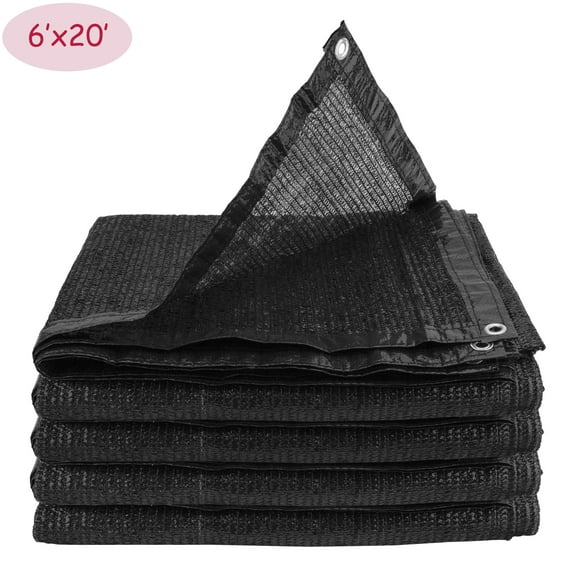 Keylever 60% Sunblock Shade Cloth With Grommets, Garden Patio Plants Outdoor Shade Cover 6' x 20', Black