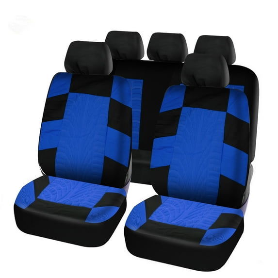 Keylever Car Seat Covers Full Set, Universal Fit Front Rear Bench Seat Protectors for Auto, Truck, Van, SUV, Black&Blue