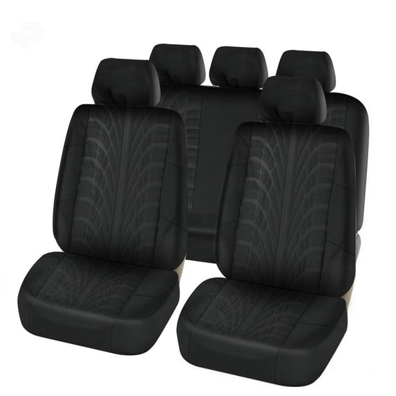 Keylever Car Seat Covers Full Set, Universal Fit Front Rear Bench Seat Protectors for Auto, Truck, Van, SUV, Black