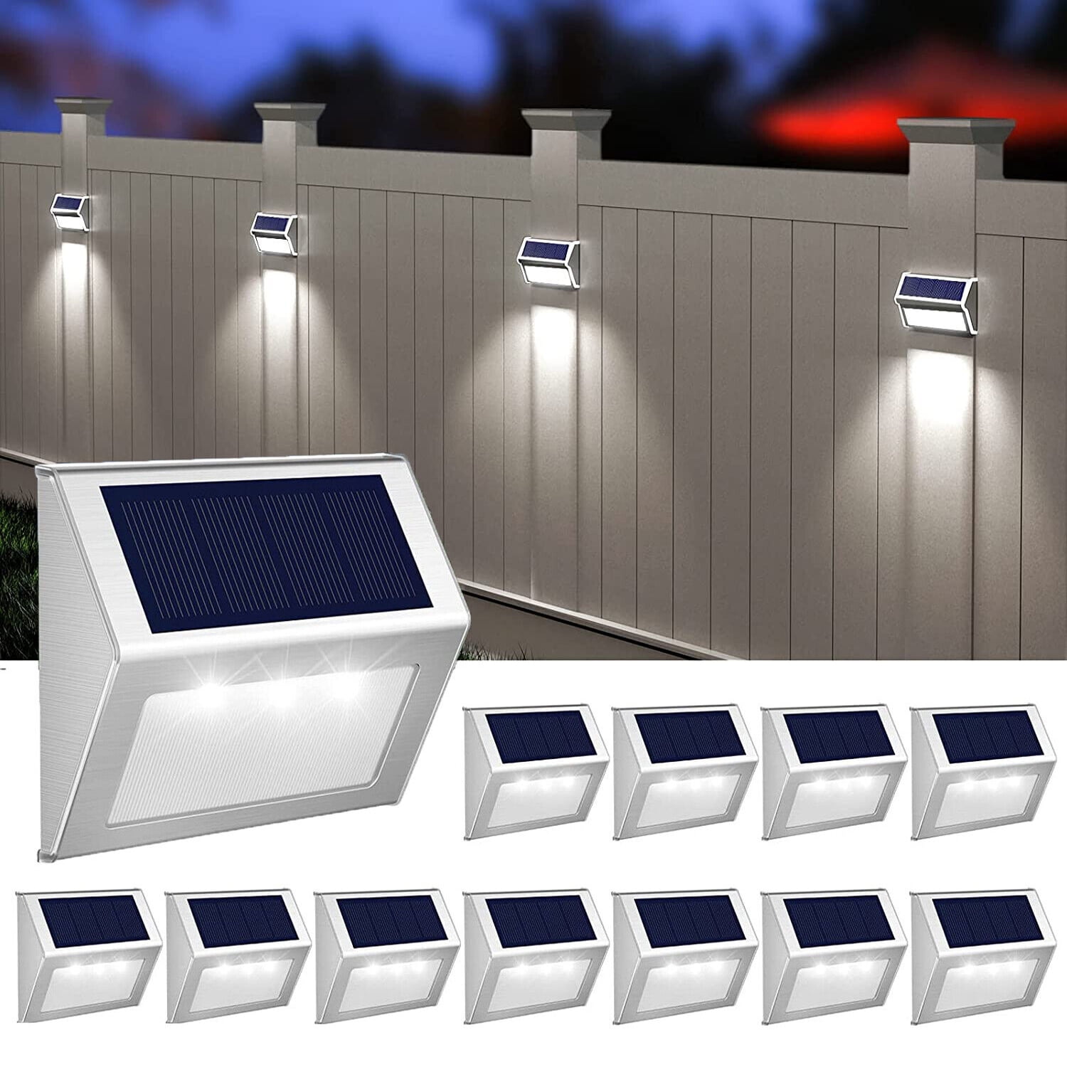 Keylever LED Solar Fence Lights Outdoor Waterproof, Outdoor Waterproof ...