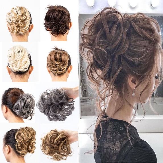 Keylever Messy Bun Hair Piece Hair Scrunchies Extension Curly Wavy Ponytail Hairpieces for Women Girls