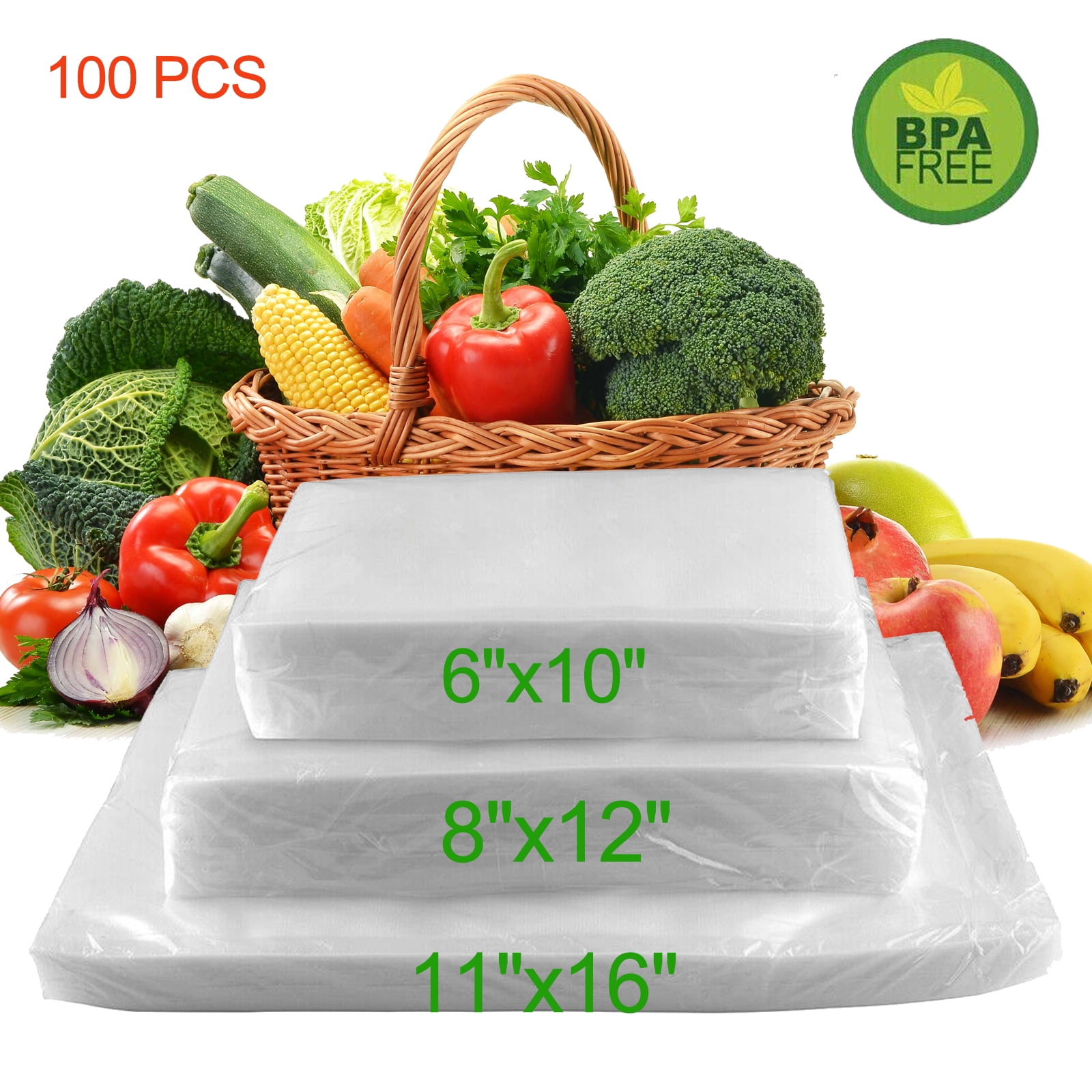 Keylever Vacuum Sealer Bags, 100 Quart 8" x 12" Precut Reusable Food Saver Bags
