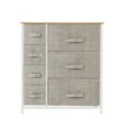 thumbnail image 1 of Keylever Wood Top 4-Tier 7 Drawer Organizer, Steel Frame Fabric Drawer Dressers for Bedroom Living Room Closet, 1 of 10