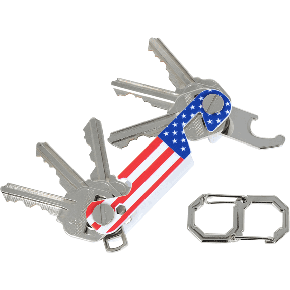 Keyline USA Flag Key Organizer Holds 14 Keys Bottle Opener Convenient