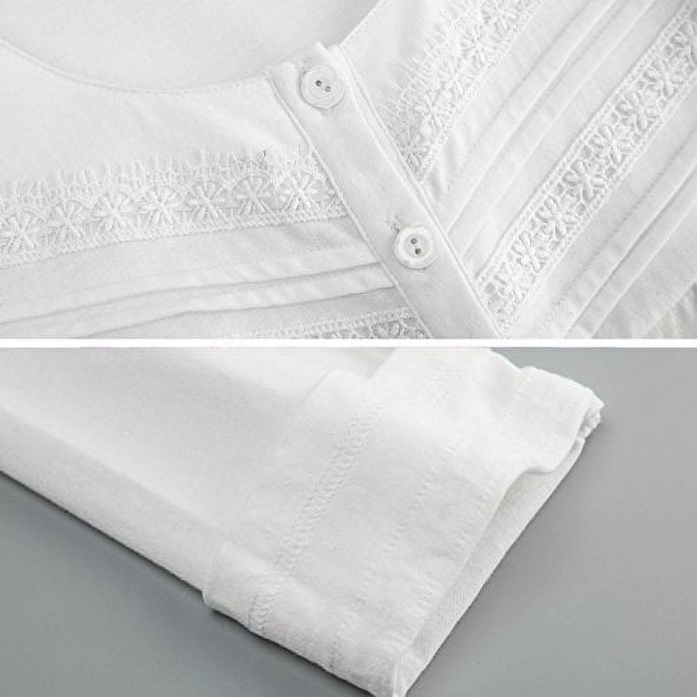 Keyocean Lounge wear Long Nightgow for Women, Soft 100% Cotton Lightweight Comfy  Women Sleepwear, Cream, Large 