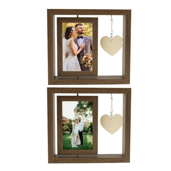 Keyohome 1Pc/2Pcs Rotating Picture Frame Double Sided Rotation Wedding Photo Frame Vertical Display Wedding Presents for Couples Bride Groom Valentine