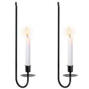 Keyohome 2 Pcs Candle Sconce Holder Iron Wall Candle Sconce Hanging Wall Candle Holder for Home Indoor,Black,15.6 x 2.7 x 4.3