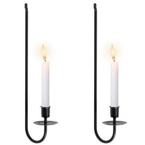 Keyohome 2 Pcs Candle Sconce Holder Iron Wall Candle Sconce Hanging Wall Candle Holder for Home Indoor,Black,15.6" x 2.7" x 4.3"