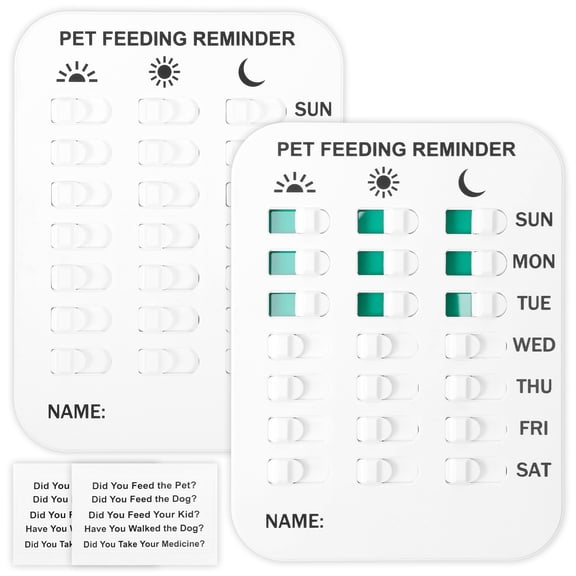 Keyohome 2Pcs Dog Food Feeding Reminder Portable Pet Feeding Chart Tracker with 2 Paster 3 Times A Day Dog Accessory for Pet