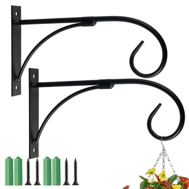 Keyohome 2PCS Hanging Plant Basket Brackets,11.81 in Metal Plant Hanger Hook Heavy-Duty Wall Plant Hooks with Screws for Outdoor Indoor