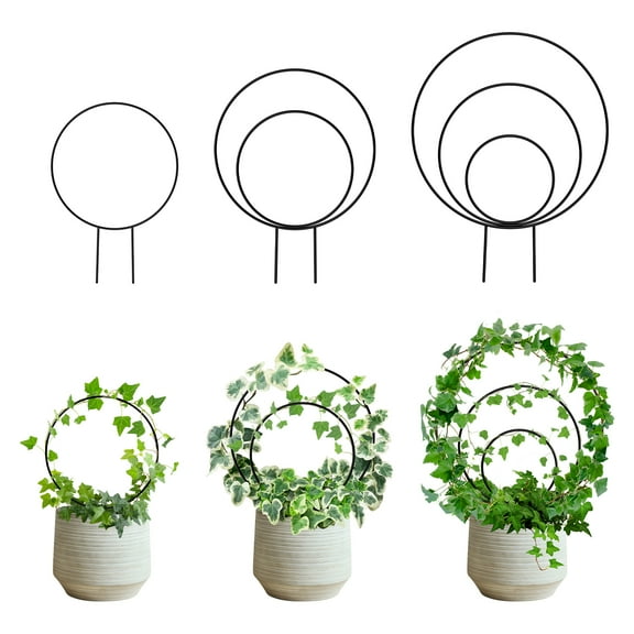 Keyohome 3 Pcs Round Trellis Iron Garden Trellis Easy to Install Stem Support Multipurpose Flower Support Stake for Indoor Outdoor Climbing Vegetation