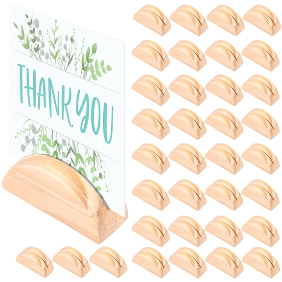Keyohome 36Pcs Wooden Half Round Table Number Stand Lightweight Versatile Semicircular Office Tag Stand for Wedding Banquet Restaurant Birthday Party