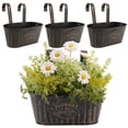 thumbnail image 1 of Keyohome 4Pcs Hanging Flower Pots,Metal Wall Planter,Iron Bucket Planter with Detachable Hooks for Indoor Outdoor,Drainage,Rustproof,Black,10.6", 1 of 9