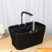 Keyohome 600D Oxford Cloth Picnic Basket with Aluminum Alloy Handle and Zipper Pocket 23L Collapsible Shopping Basket for Travel Picnic Shopping