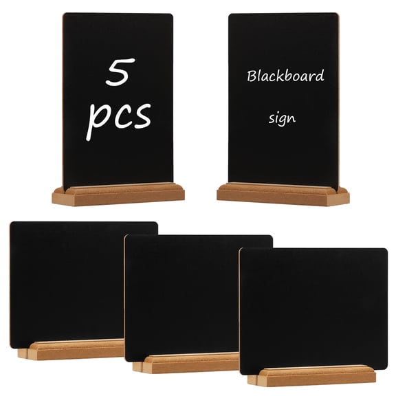 Keyohome 6Pcs Wood Desktop Chalkboard Sign Smooth Writing Table Top Chalkboard Clear Marking Mini Blackboard Sign Vertical for Store Bar