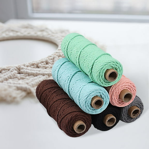 Keyohome 8 Rolls 3mm Colorful Knitting Macrame Cord Wear Resistant Versatile Cotton Twine String for Wall Hanging Plant Hanger Knitting Decorative Project