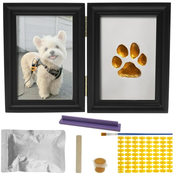 Keyohome Dog or Cat Paw Print Kit Easy to Use Safe Pet Paw Print Impression Kit Solid Wood Dog Picture Frame for Handmade Crafting