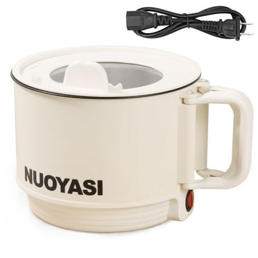 Keyohome Electric Hot Pot,1.9 Qt Ramen Cooker,Portable Multi-Functional Lazy Pot for Cooking Pasta Egg Soup,450 W Electric Non-Stick Cooker with over-Heating Protection for Dorm,Office,Travel(White)