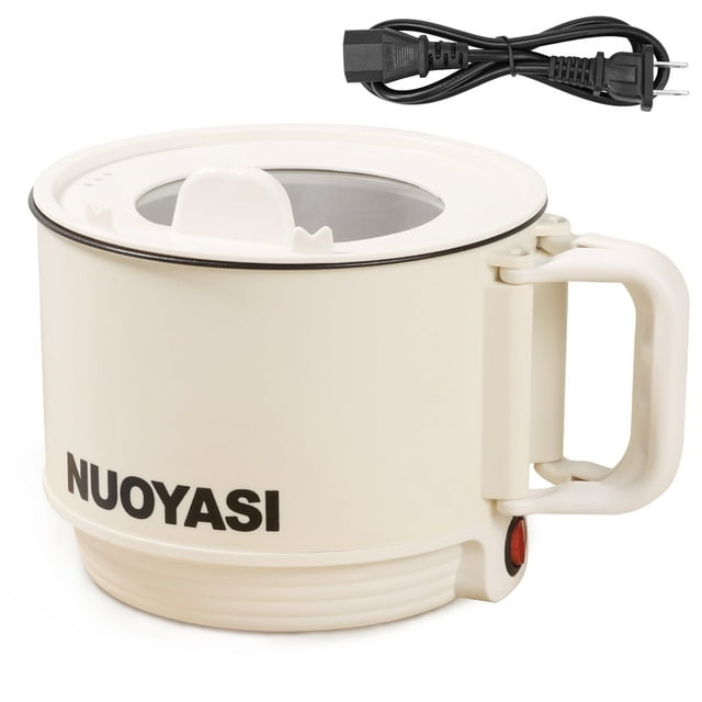 Keyohome Electric Hot Pot,1.9 Qt Ramen Cooker,Portable Multi-Functional Lazy Pot for Cooking Pasta Egg Soup,450 W Electric Non-Stick Cooker with over-Heating Protection for Dorm,Office,Travel(White)