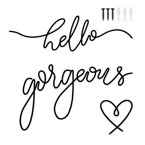 Keyohome Hello Gorgeous Metal Wall Art Decorative Hello Gorgeous Sign Aesthetic Metal Letter Sign Minimalist Wall Decor Easy to Install for Living Room Office Bedroom